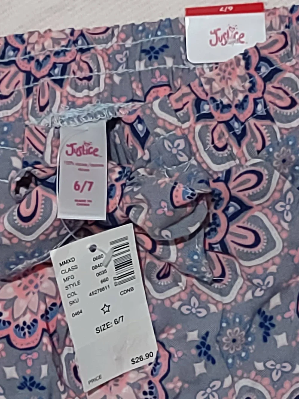 Pink Flower Drawstring Pants